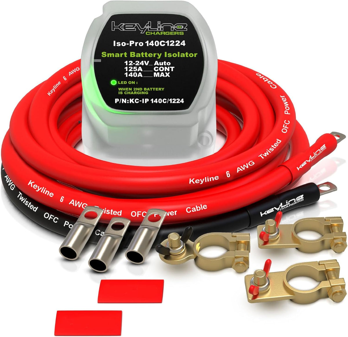 Dual Battery Isolator Kit 140Amp, Boat Battery Isolator, Automatic Multi-Voltage 12v or 24v Kit (VSR) Automatic Battery Disconnect Switch | Cars, RV, UTV, ATV, Marine Battery Isolator