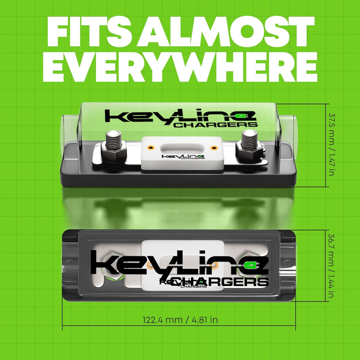 ANL Fuse Holder 100 Amp Complete Kit - Inline Professional Grade Ceramic ANL 100 Amp Fuse Block Car Audio | Weatherproof Design | 8 AWG Mega Fuse Holder, and Copper Lugs by Keyline Chargers