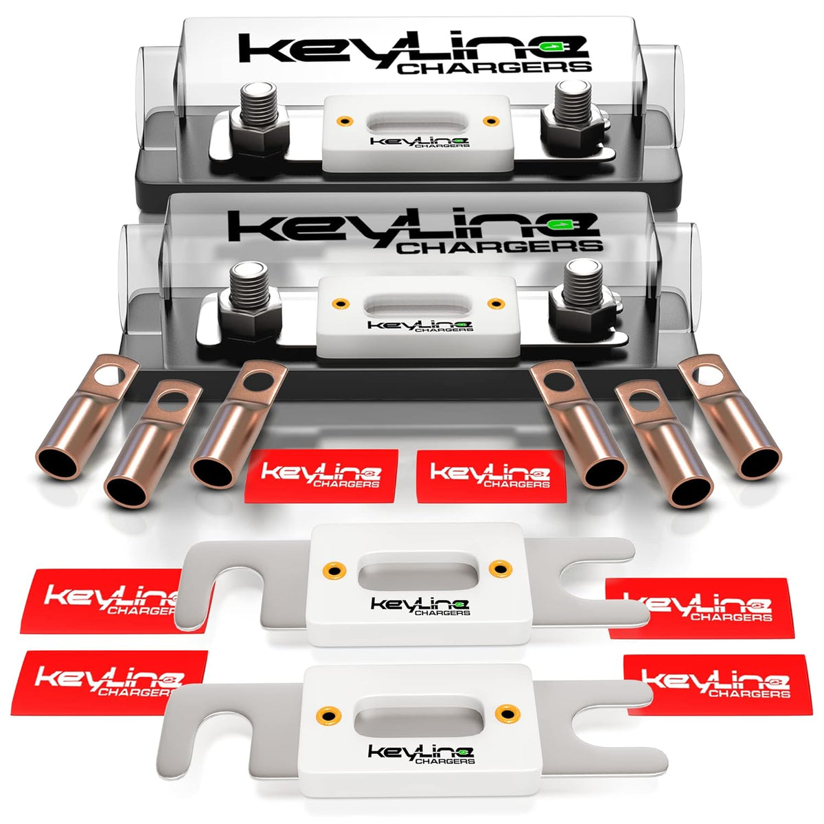 ANL Fuse Holder 100 Amp Complete Kit - Inline Professional Grade Ceramic ANL 100 Amp Fuse Block Car Audio | Weatherproof Design | 8 AWG Mega Fuse Holder, and Copper Lugs by Keyline Chargers