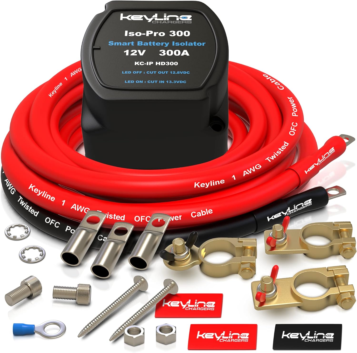 Dual Battery Isolator Kit Heavy Duty 300 AMP 1000 AMP Peak Voltage