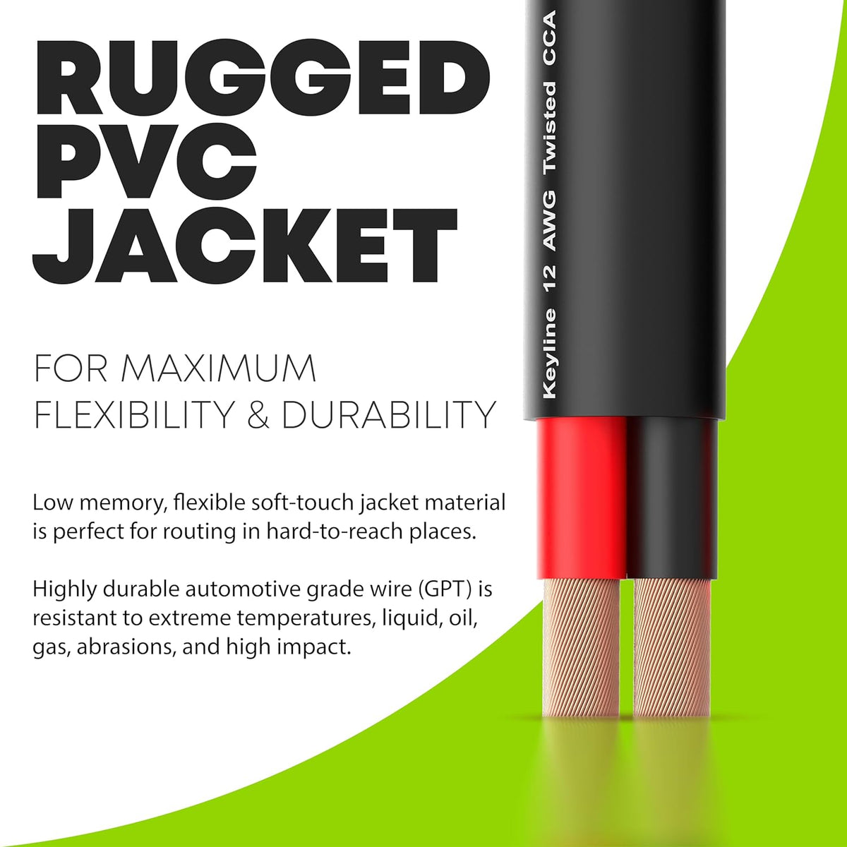 12 Gauge Speaker Wire - 100 Feet Black| 12-2 AWG Gauge - Outdoor Speaker Wire, CL3 CL2 Rated for in Ground Burial & in Wall / 2 Conductors - Marine Speaker Wire CCA Copper Clad Aluminum, Black 100ft