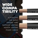 8 Gauge Wire - 25ft Black | 8 Gauge Amp Wire, Battery Cable, Marine Speaker Wire, Solar Cables for RV Trailer, Car Audio Speaker Cable, 8 AWG Automotive Wire Copper Clad Aluminum (CCA)