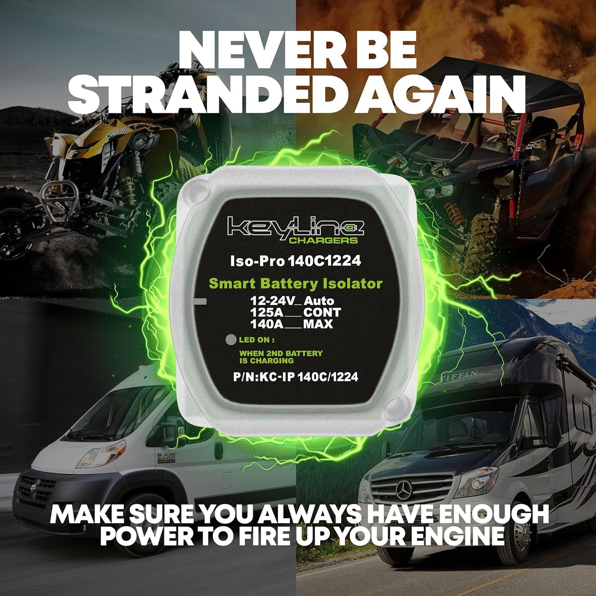 Dual Battery Isolator Kit 140Amp, Boat Battery Isolator, Automatic Multi-Voltage 12v or 24v Kit (VSR) Automatic Battery Disconnect Switch | Cars, RV, UTV, ATV, Marine Battery Isolator