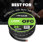 4 AWG Gauge Wire (25ft) Black | Oxygen Free Copper (OFC), Automotive Wire, Power/Ground, Battery Cable, True Spec Welding & Automotive, Car Audio Speaker, RV Trailer, Amp Wiring by Keyline Chargers