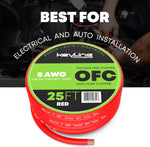 8 Gauge Wire - 25ft Red | 8 Gauge Amp Wire, Battery Cable, Marine Speaker Wire, Solar Cables for RV Trailer, Car Audio Speaker Cable, 8 AWG Automotive Wire Oxygen Free Copper (OFC)