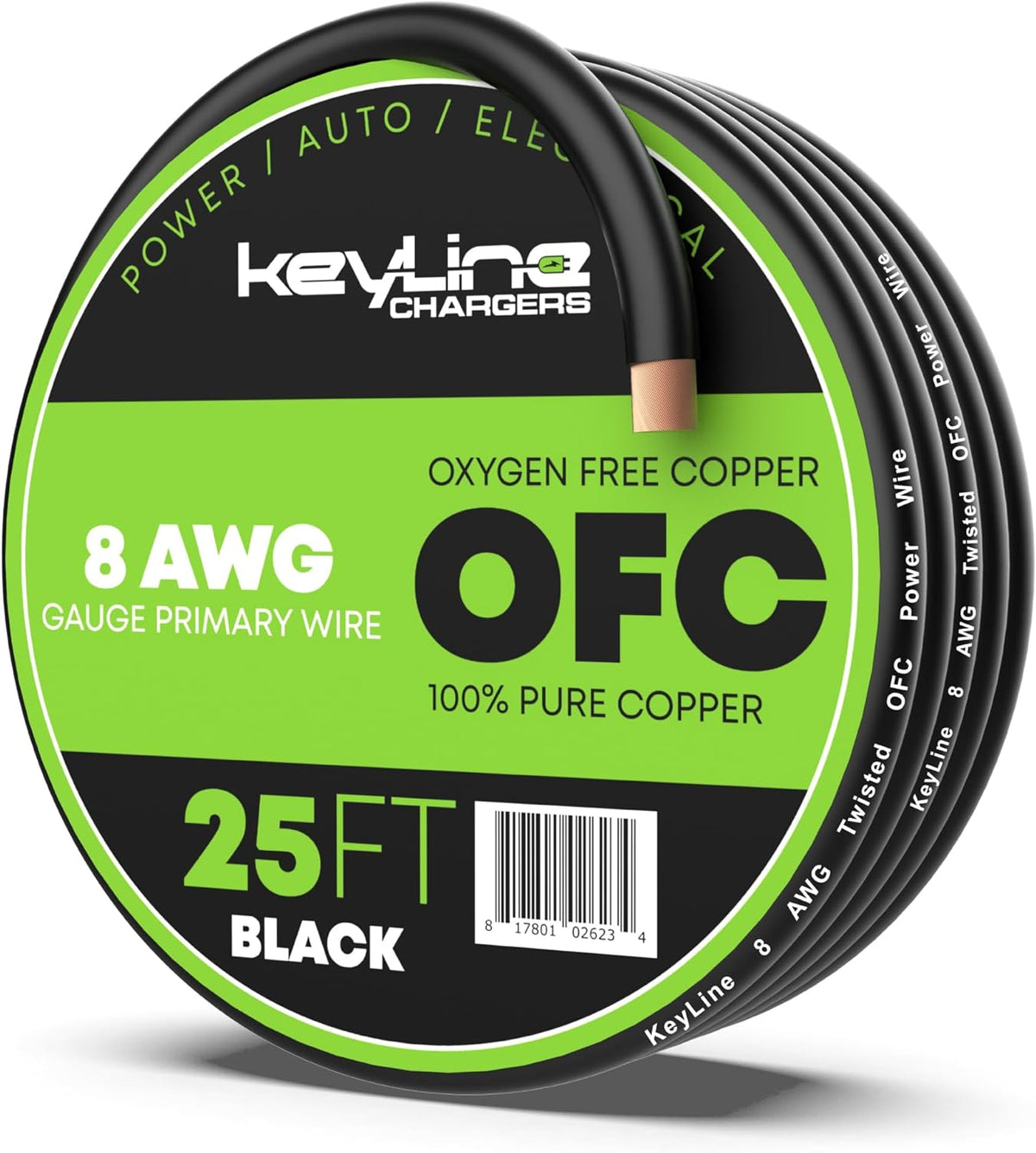 8 Gauge Wire - 25ft Black | 8 Gauge Amp Wire, Battery Cable, Marine Speaker Wire, Solar Cables for RV Trailer, Car Audio Speaker Cable, 8 AWG Automotive Wire Oxygen Free Copper (OFC)
