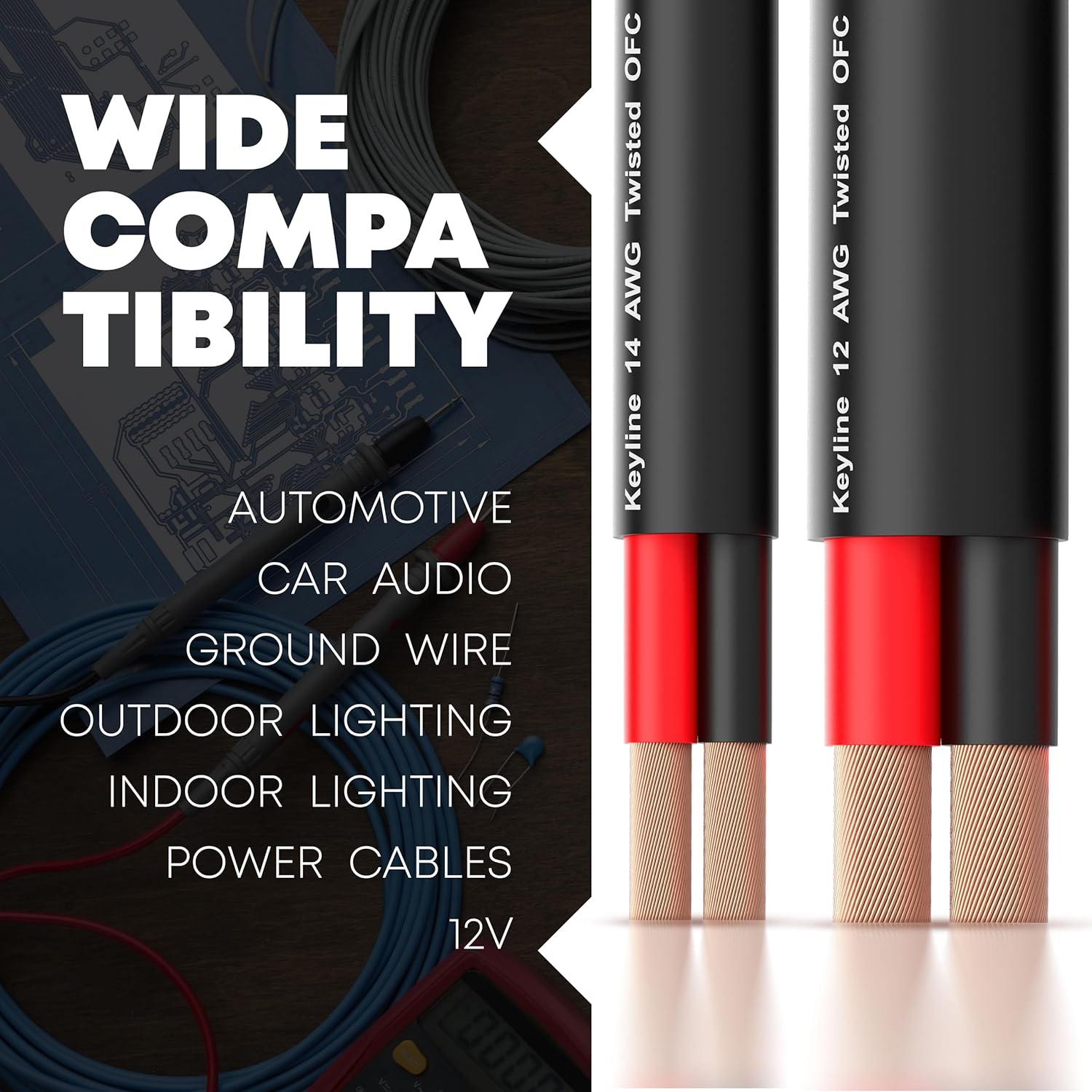 Genie's Poems 14/4 Speaker Wire (100 Feet) 14AWG Gauge, Black 4-Conductors/Outdoor Direct Burial in Ground/in Wall / CL3 CL2 Rated - OFC Oxygen-Free Copper, Black 100ft Genie's Poems 14/4 Speaker Wire (100 Feet) 14AWG Gauge, Black 4-Conductors/Outdoor Direct Burial in Ground/in Wall / CL3 CL2 Rated - OFC Oxygen-Free Copper, Black 100ft