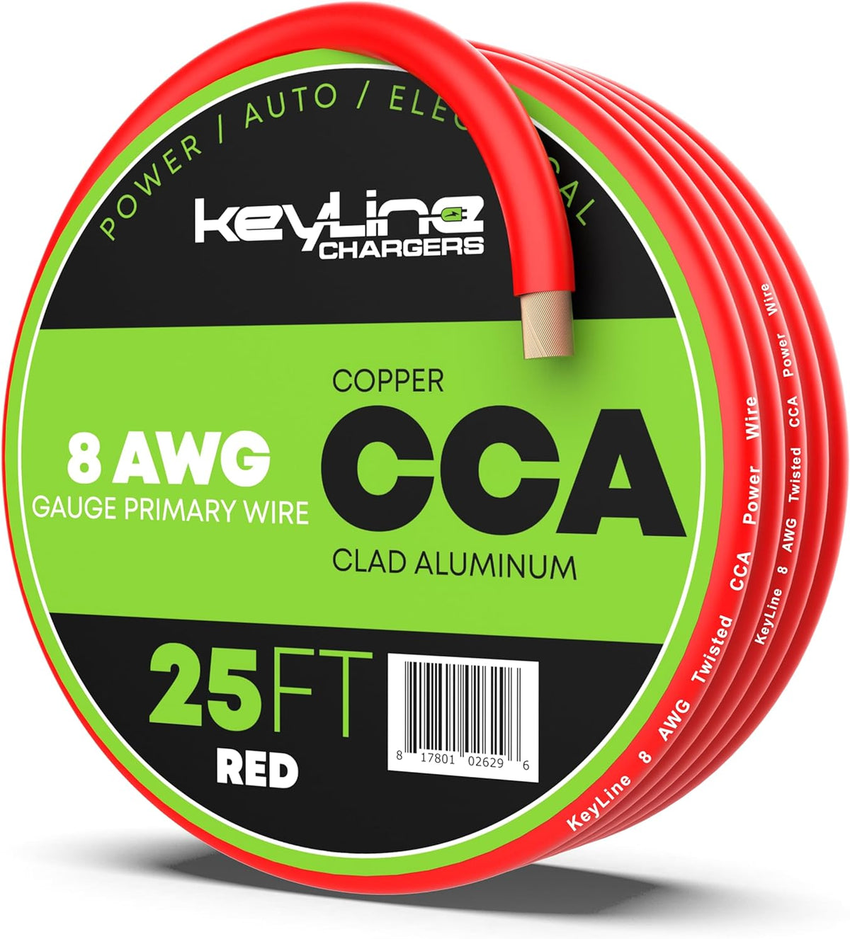 8 Gauge Wire - 25ft Red | 8 Gauge Amp Wire, Battery Cable, Marine Speaker Wire, Solar Cables for RV Trailer, Car Audio Speaker Cable, 8 AWG Automotive Wire Copper Clad Aluminum (CCA)