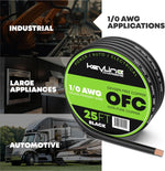 OFC Black 1/0 AWG Gauge Wire Oxygen Free Copper - (25ft), Automotive Wire, Power/Ground, Battery Cable, True Spec Welding & Automotive, Car Audio Speaker, RV Trailer, Amp Wiring by Keyline Chargers