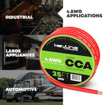 4 Gauge Wire - 25ft Red | 4 Gauge Amp Wire, Battery Cable, Marine Speaker Wire, Solar Cables for RV Trailer, Car Audio Speaker Cable, 4 AWG Automotive Wire Copper Clad Aluminum (CCA)