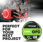 8 Gauge Wire - 25ft Black | 8 Gauge Amp Wire, Battery Cable, Marine Speaker Wire, Solar Cables for RV Trailer, Car Audio Speaker Cable, 8 AWG Automotive Wire Oxygen Free Copper (OFC)