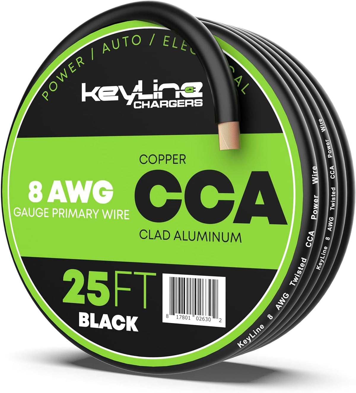 8 Gauge Wire - 25ft Black | 8 Gauge Amp Wire, Battery Cable, Marine Speaker Wire, Solar Cables for RV Trailer, Car Audio Speaker Cable, 8 AWG Automotive Wire Copper Clad Aluminum (CCA)