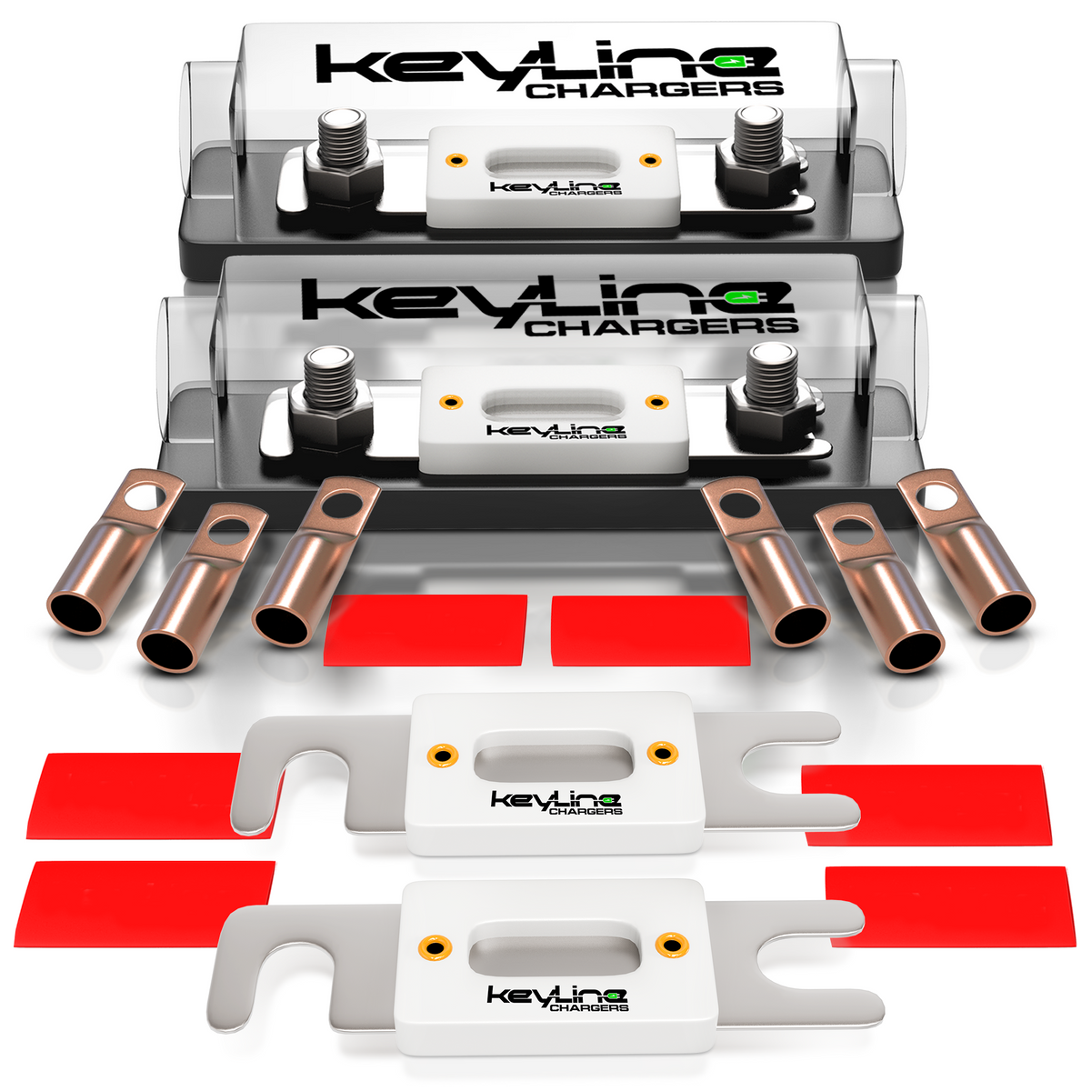 ANL Fuse Holder 150 Amp Complete Kit - Inline Professional Grade Ceramic ANL 150 Amp Fuse Block Car Audio | Weatherproof Design | 8 AWG Mega Fuse Holder, and Copper Lugs by Keyline Chargers